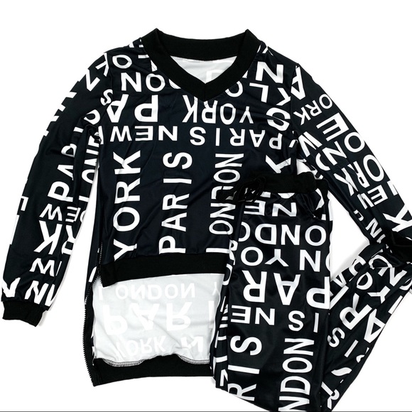 Pants - Black Printed Jogger Set